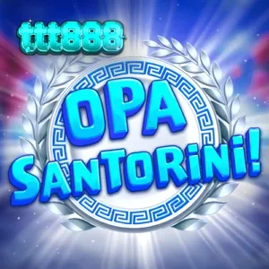 Tampilan visual slot Opa Santorini dengan latar belakang pemandangan khas Yunani.